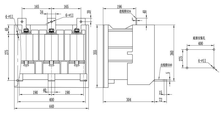 LHJCZ33-12J/D630-6.3T真空接觸器外形圖及安裝圖點(diǎn)擊圖片放大